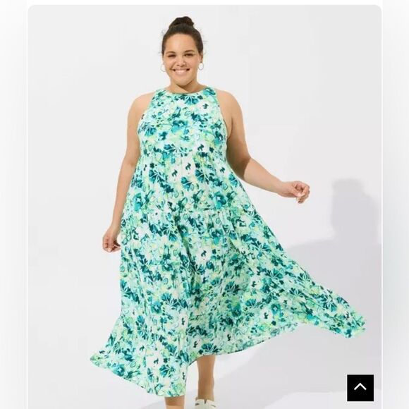 Torrid Maxi Gauze Halter Tiered Dress - Picture 1 of 8